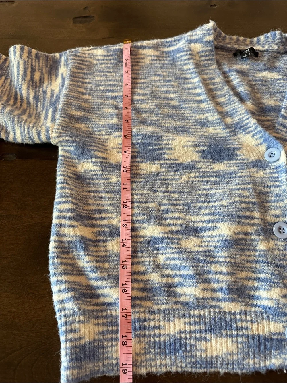 My Michelle Blue & Cream Marled Knit Cardigan and Matching Short Set size L